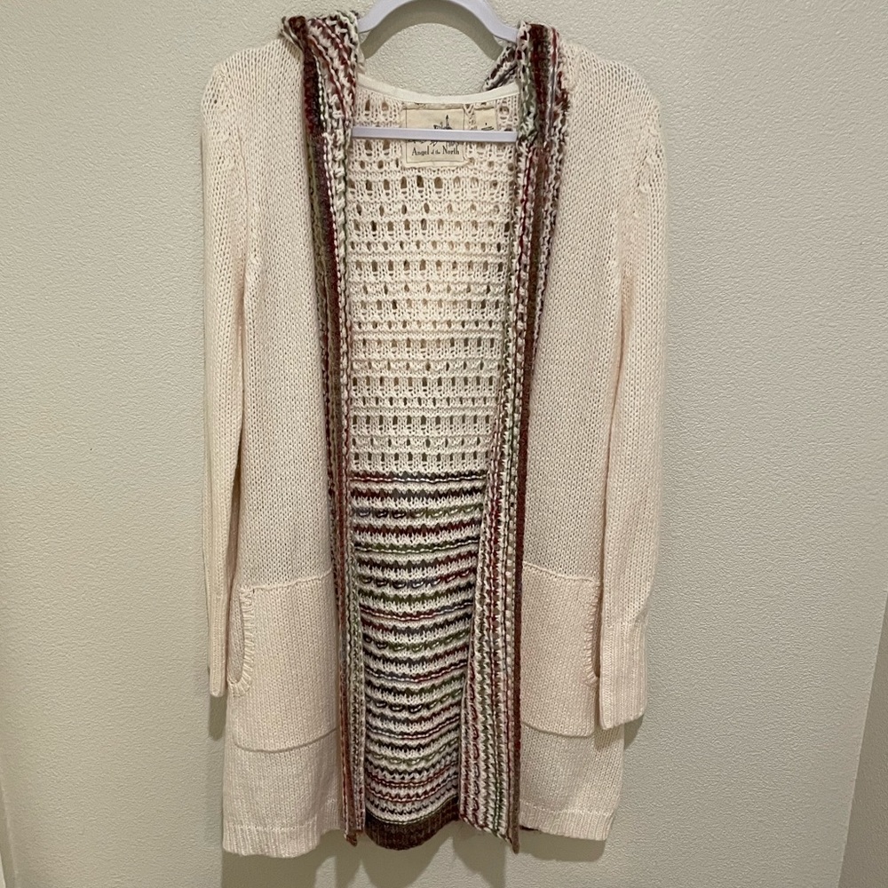 ANTHRO | Open Front Hooded Duster Cardigan, S